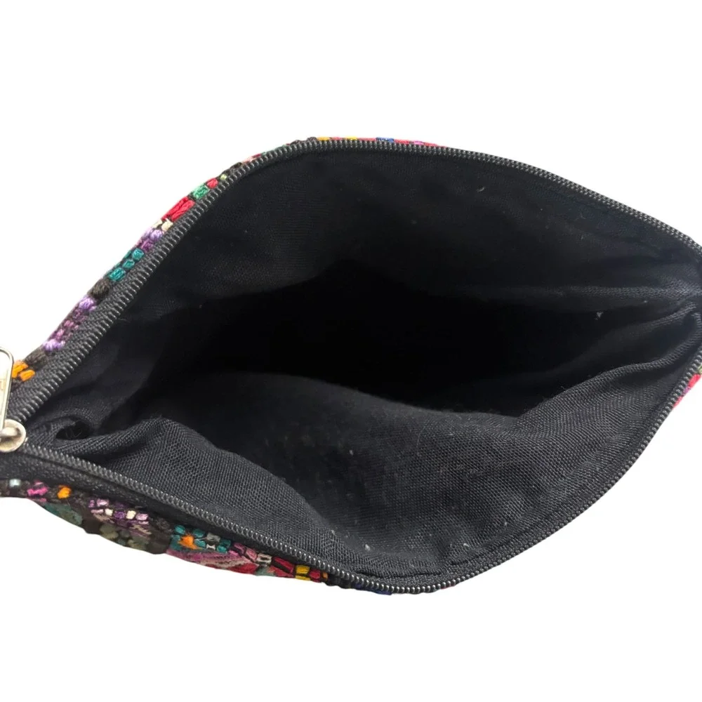 Handmade Upcycled Makeup Bag Huipil Pouch Multicolor Guatemalan